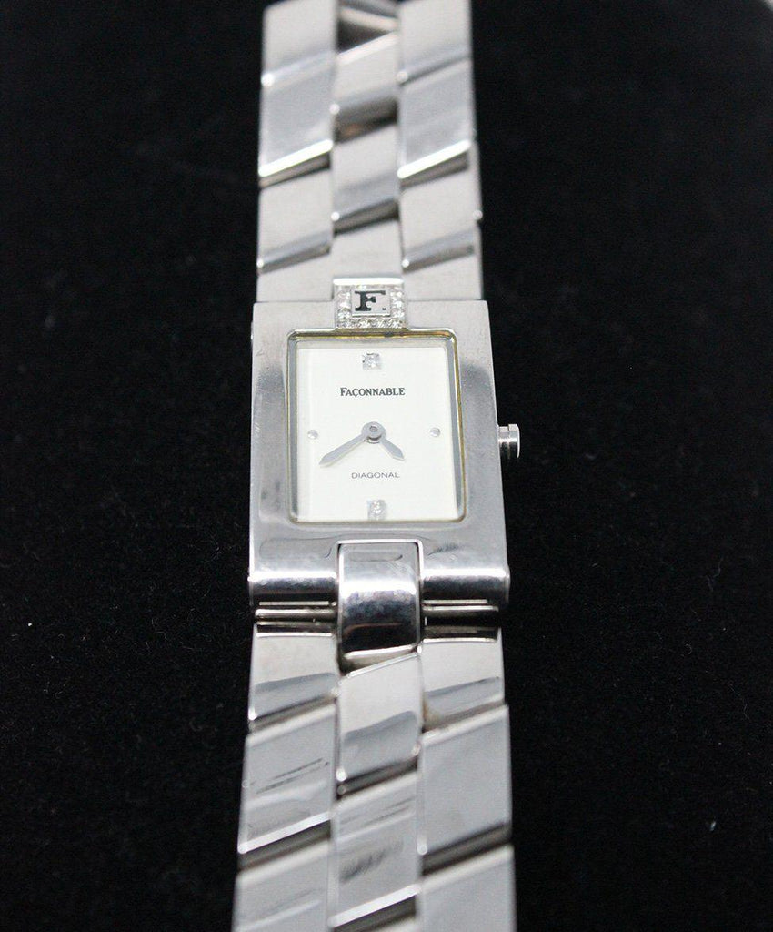 Faconnable Stainless Steel Watch with Diamonds on Face - Michael's Consignment NYC
