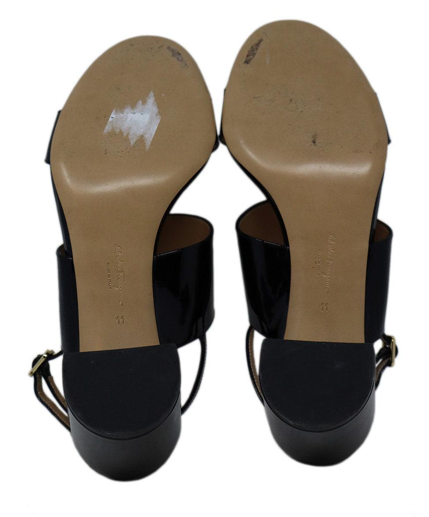 Ferragamo Black Patent Gold Trim Sandals sz 11 - Michael's Consignment NYC