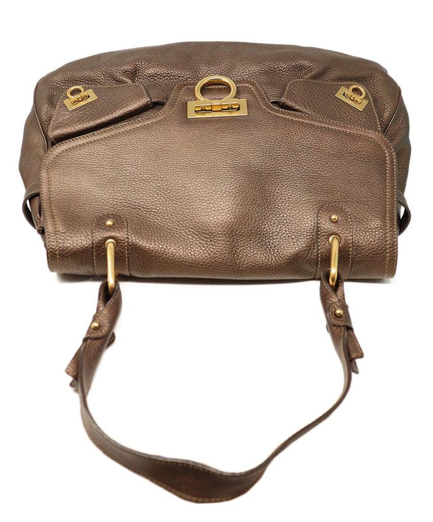 Ferragamo Bronze Leather Handbag - Michael's Consignment NYC