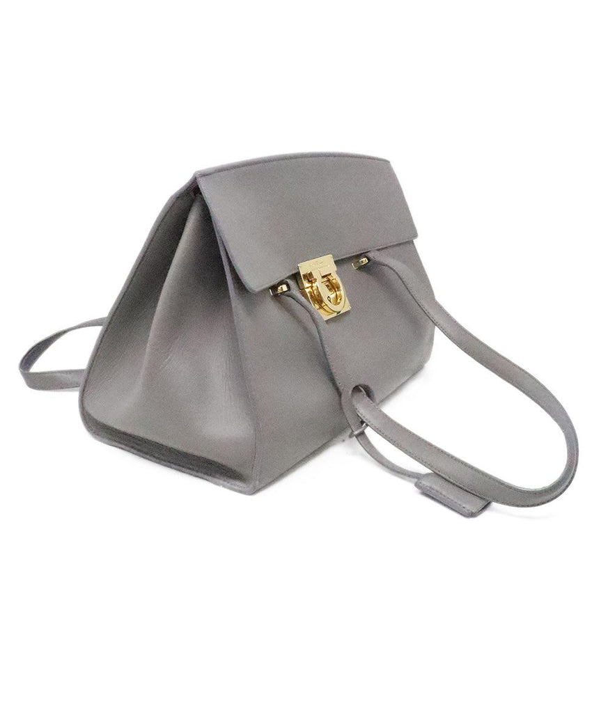 Ferragamo Grey Leather Satchel Bag - Michael's Consignment NYC