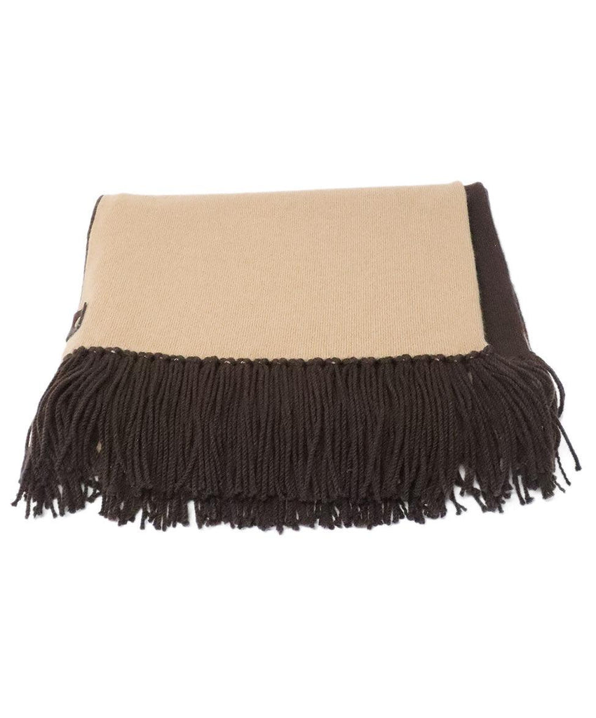 Ghurka Brown & Tan Cashmere Fringe Scarf - Michael's Consignment NYC