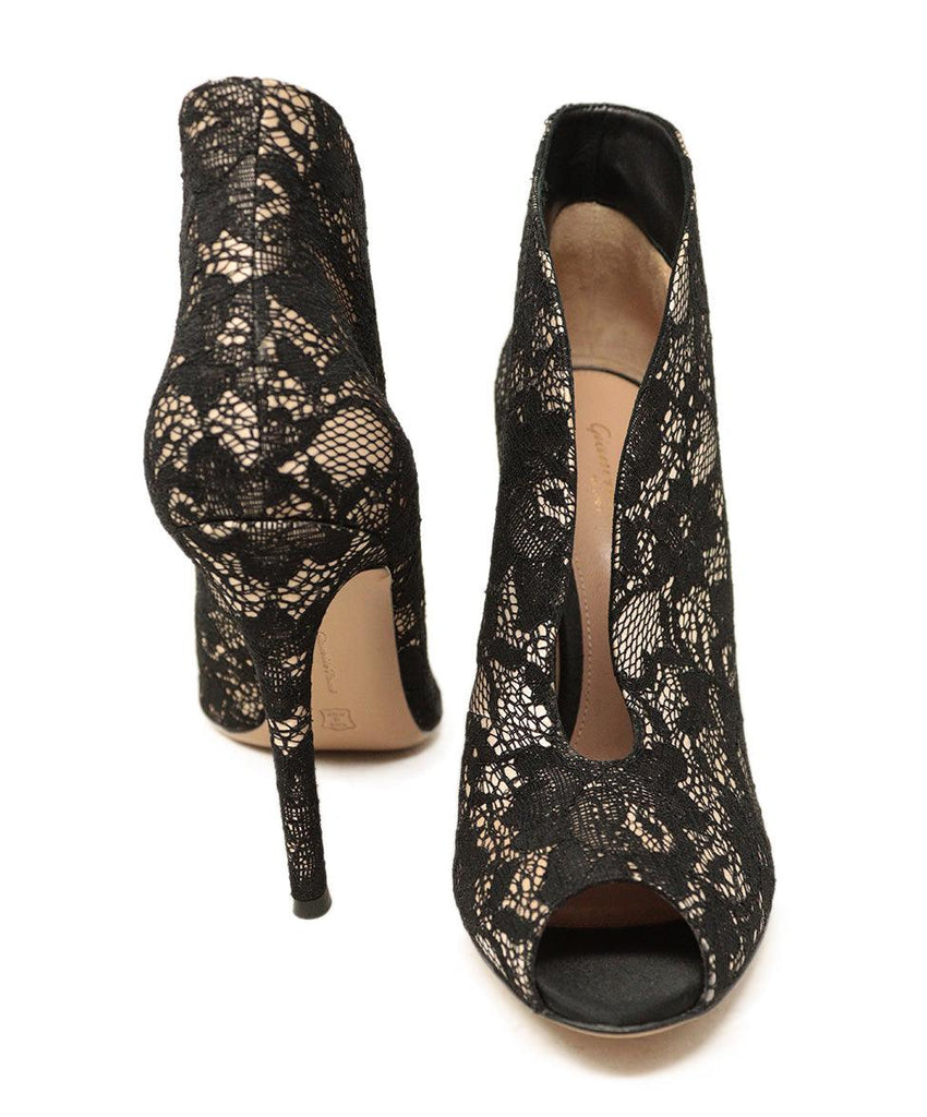 Gianvito Rossi Black Nude Lace Heels sz 38.5 - Michael's Consignment NYC
