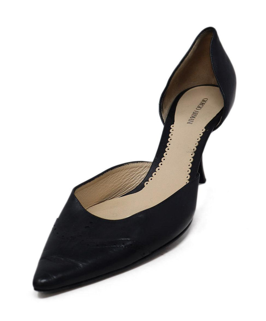 Giorgio Armani Black Leather Heels sz 10.5 - Michael's Consignment NYC