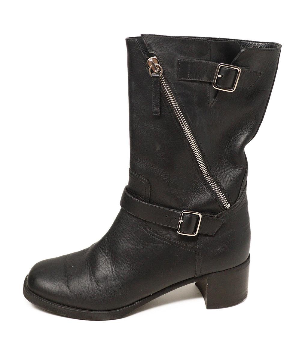 Giuseppe Zanotti Black Leather Silver Zipper Boots sz 37.5