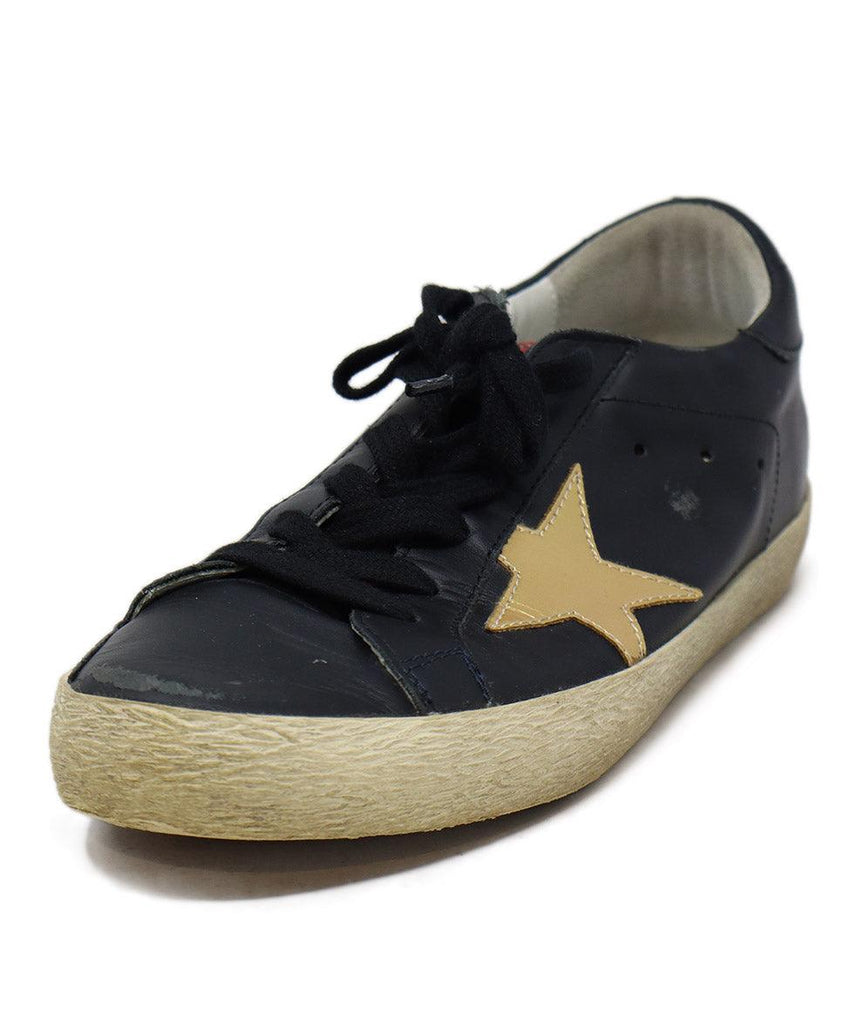 Golden Goose Black Leather & Gold Sneakers sz 8 - Michael's Consignment NYC