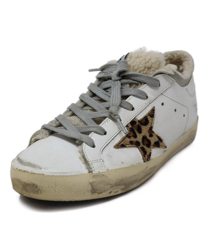Golden Goose White Leather & Leopard Print Sneakers sz 7 - Michael's Consignment NYC
