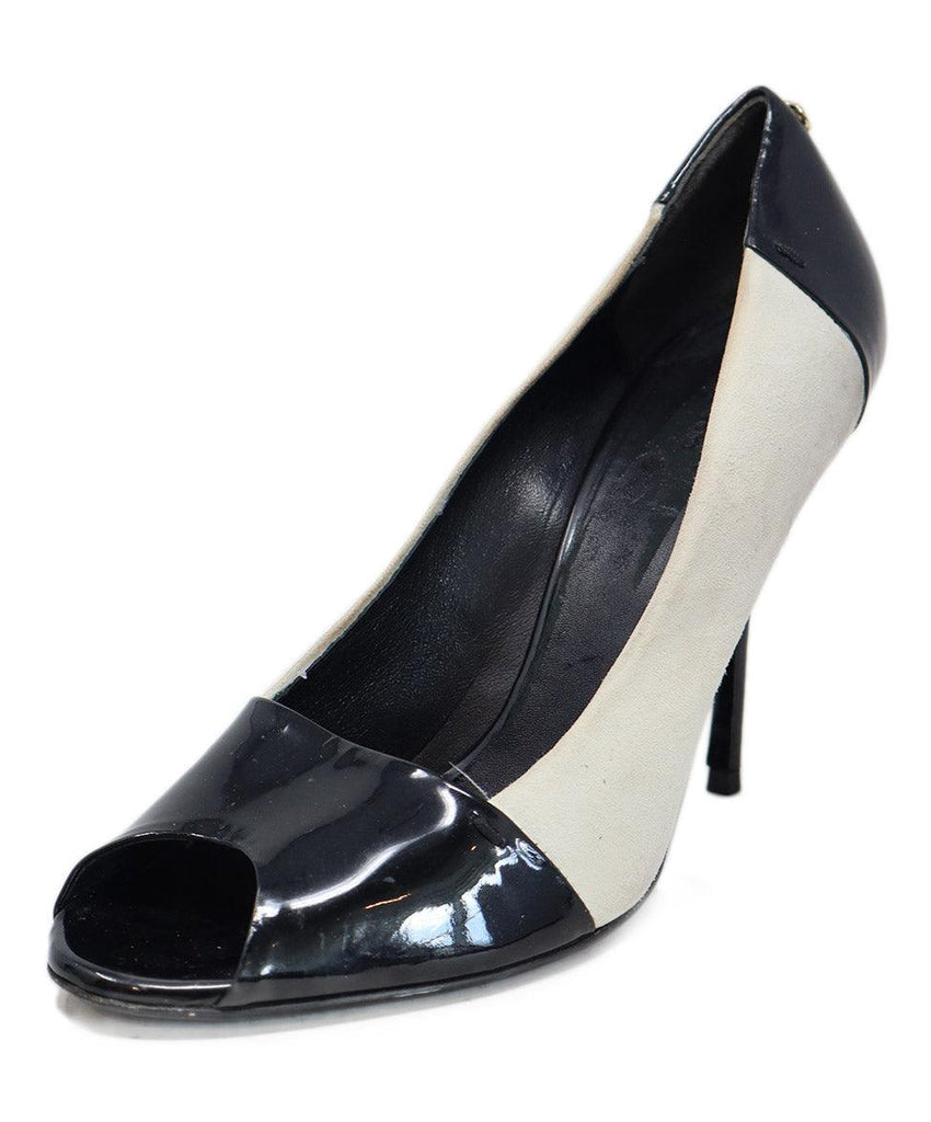 Gucci Grey Suede & Black Patent Peep Toe Heels sz 9 - Michael's Consignment NYC