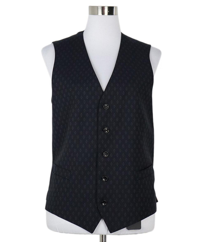 Gucci Navy Print Wool Vest sz 4 - Michael's Consignment NYC