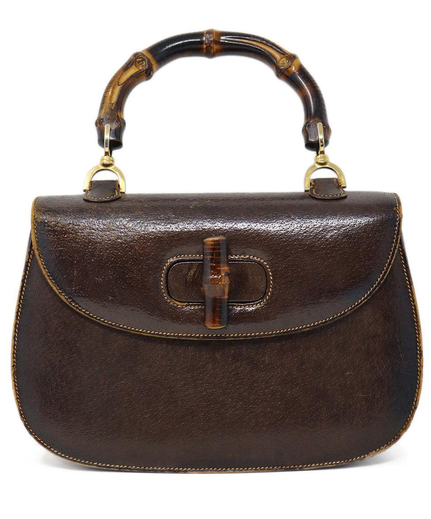 Gucci Vintage Brown Pigskin & Bamboo Bag - Michael's Consignment NYC