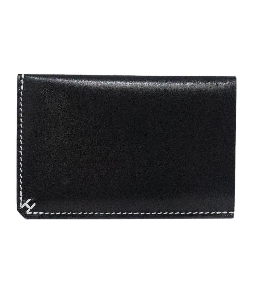 Hermes Black Leather Card Case w/ White Stitching - Michael's Consignment NYC
