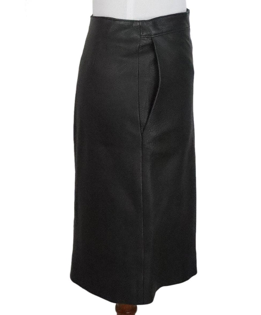 Hermes Black Leather Skirt sz 4 - Michael's Consignment NYC