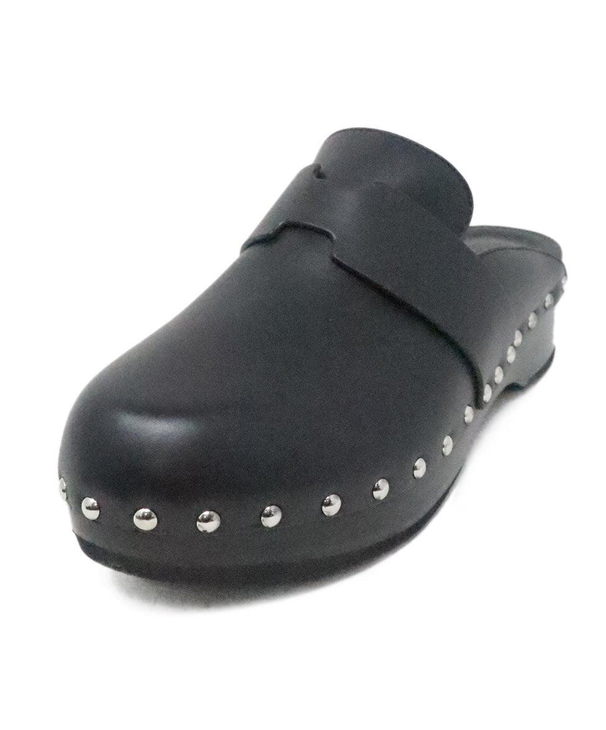 Hermes Black Leather Studded Clogs sz 7 - Michael's Consignment NYC