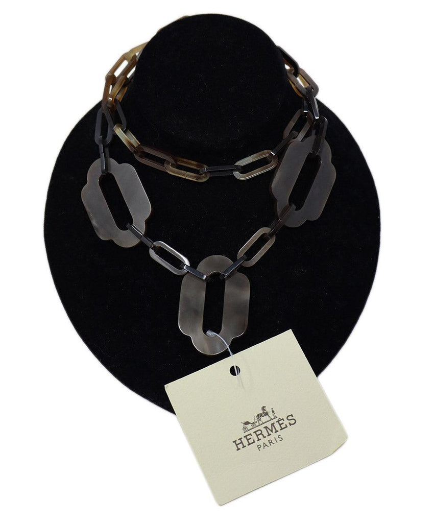 Hermes Brown Horn Links Necklace - Michael's Consignment NYC