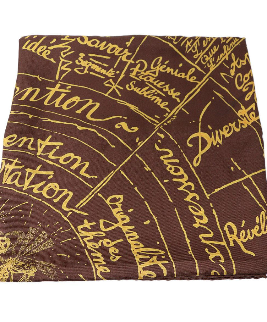 Hermes Brown Yellow Print Silk Scarf - Michael's Consignment NYC