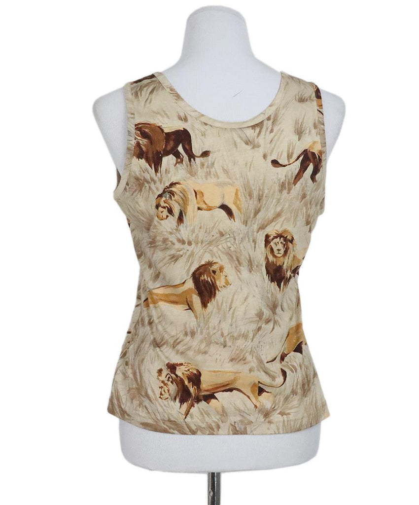 Hermes Neutral Lion Print Top sz 6 - Michael's Consignment NYC