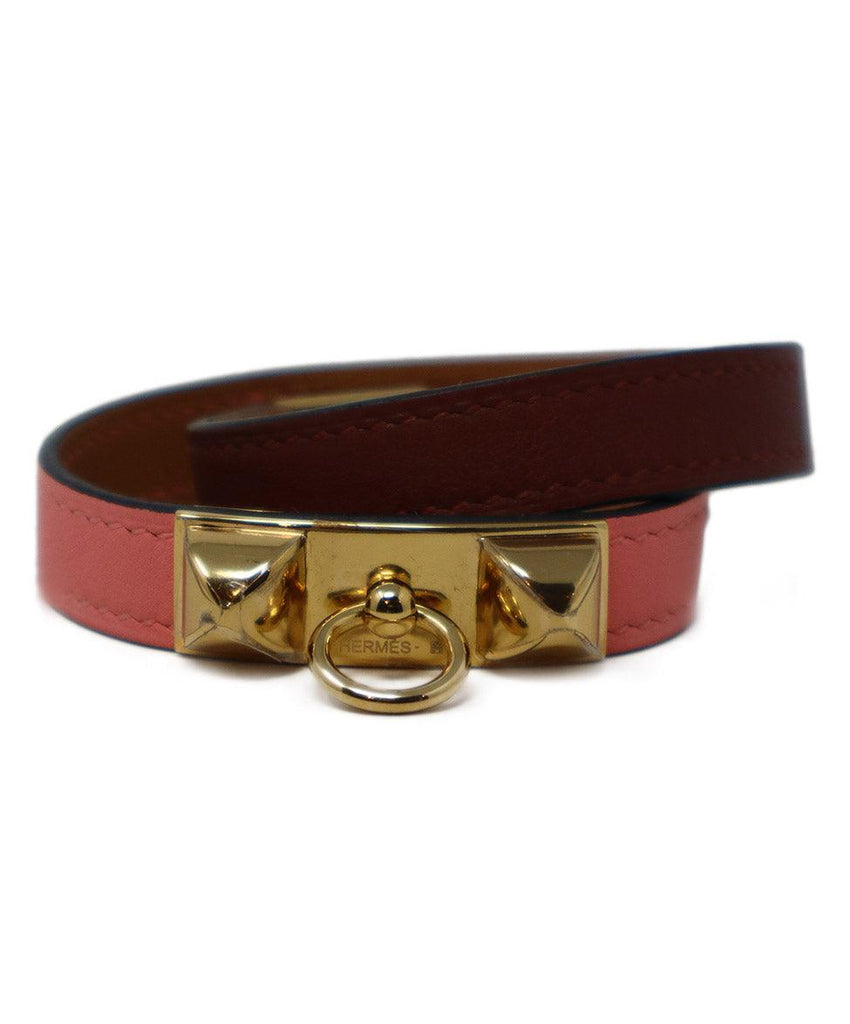 Hermes Pink & Burgundy Collier de Chien Leather Bracelet - Michael's Consignment NYC