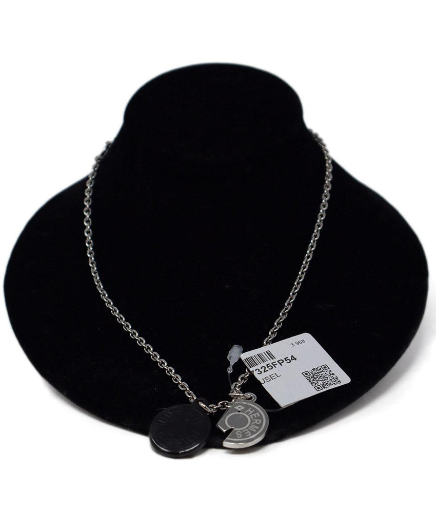 Hermes Silver & Black Pendant Necklace - Michael's Consignment NYC