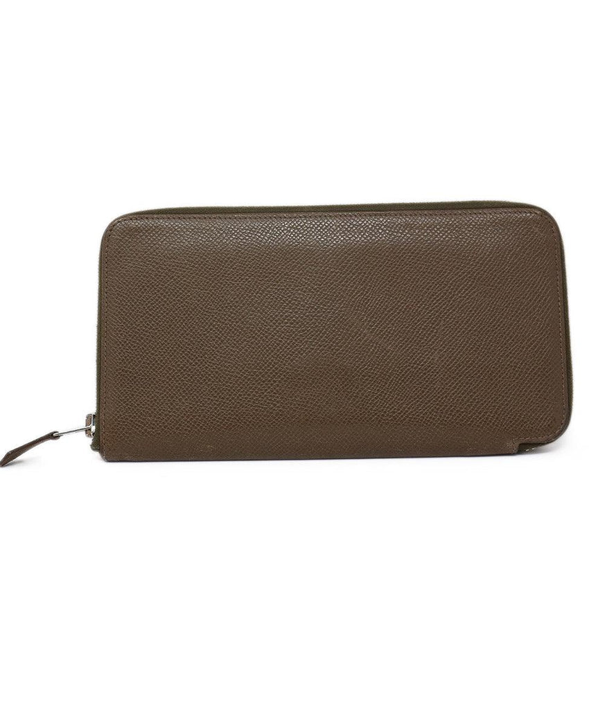 Hermes Taupe Leather Zip Around Wallet - Michael's Consignment NYC