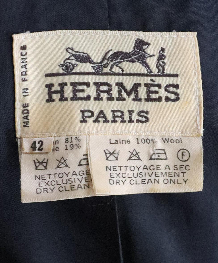 Hermes Vintage Black Wool & Velvet Beaded Skirt Suit sz 10 - Michael's Consignment NYC