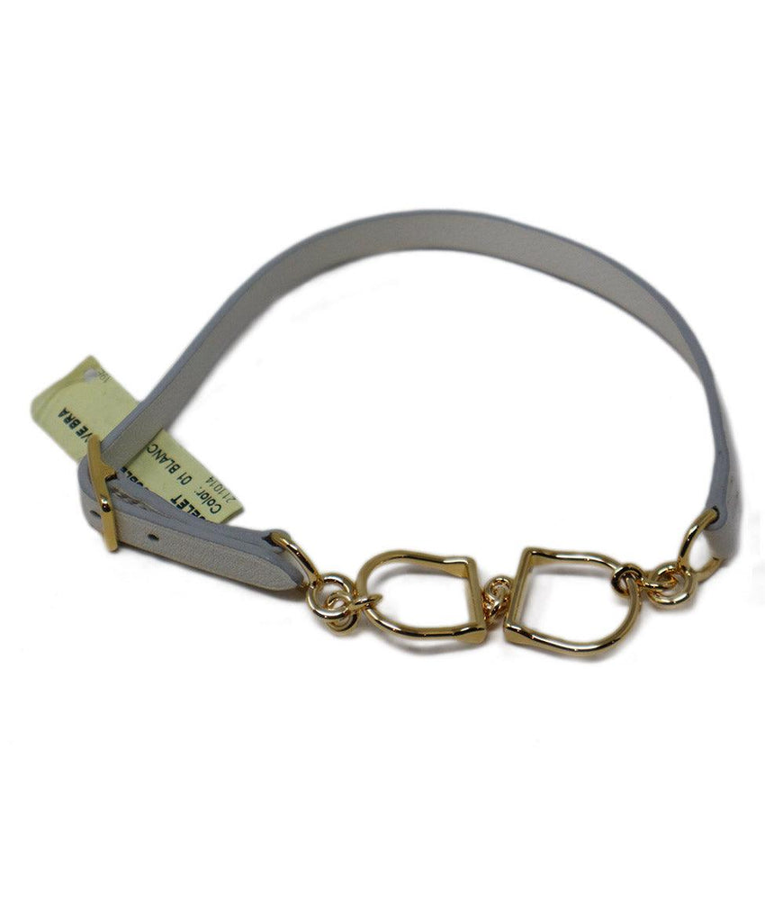 Hermes White Leather & Gold Bracelet - Michael's Consignment NYC