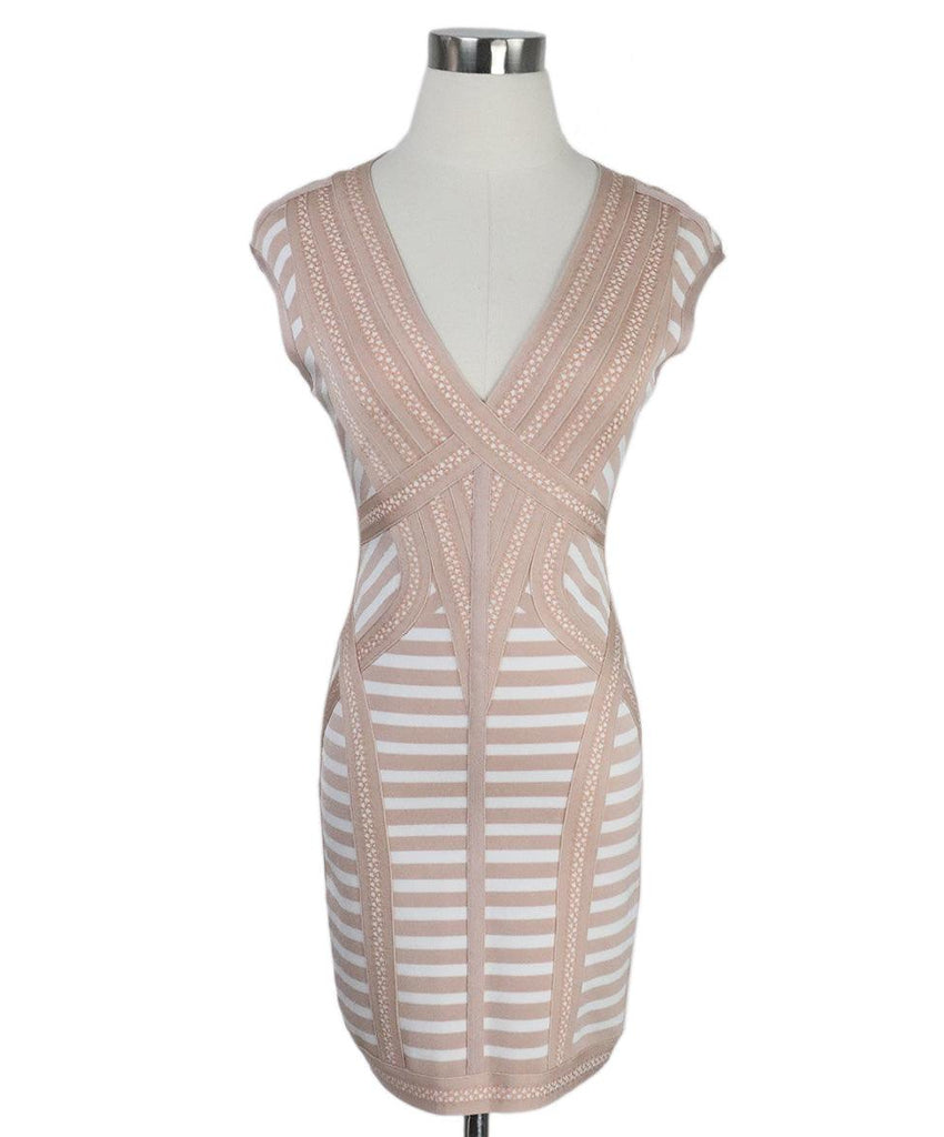 Herve Leger Pink & White Bandage Dress sz 4 - Michael's Consignment NYC