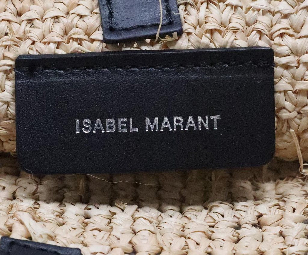 Isabel Marant Tan Raffia & Burgundy Leather Shoulder Bag - Michael's Consignment NYC