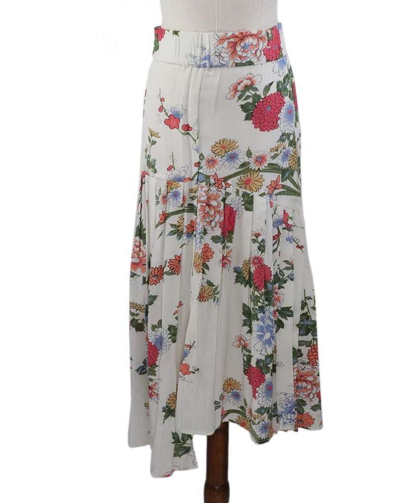 Isabel Marant White Floral Silk Skirt Sz 10 - Michael's Consignment NYC