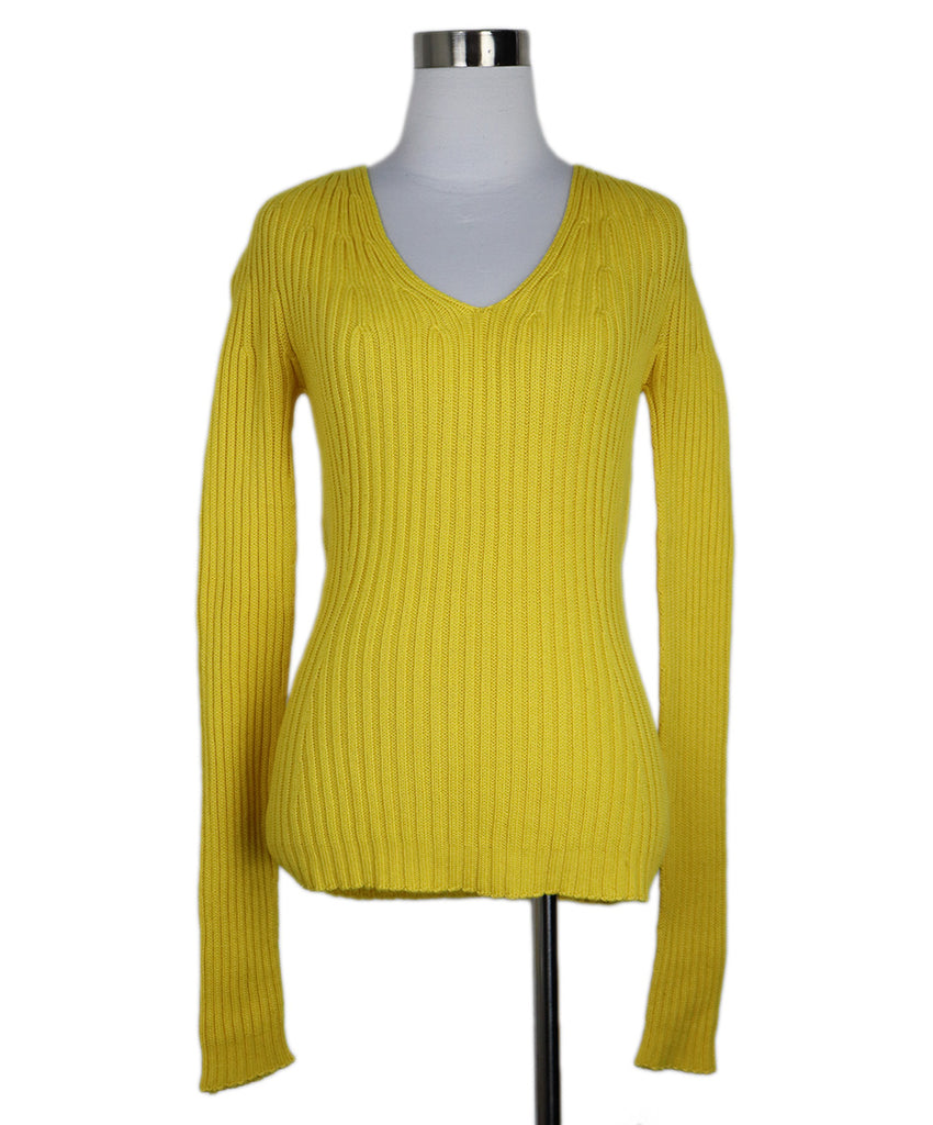 Jil Sander Yellow V-Neck Sweater 