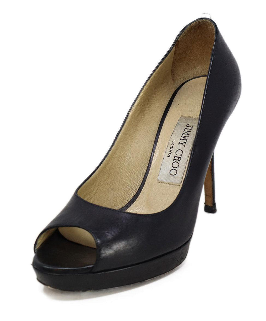 Jimmy Choo Black Leather Peep Toe Heels sz 6 - Michael's Consignment NYC