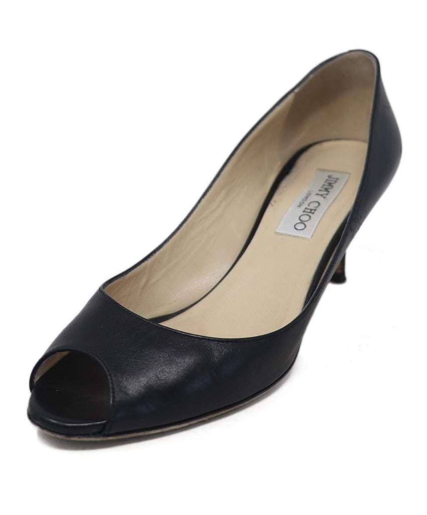 Jimmy Choo Black Leather Peep Toe Heels sz 8 - Michael's Consignment NYC