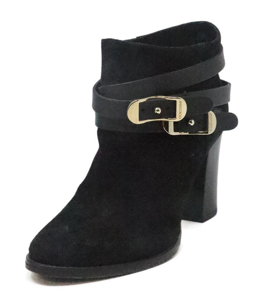Jimmy Choo Black Suede Booties w/ Buckle Trim sz 7.5 - Michael's Consignment NYC