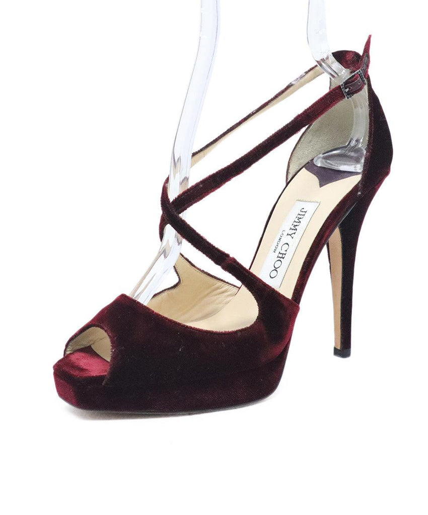 Jimmy Choo Red Velvet Heels sz 7.5 - Michael's Consignment NYC