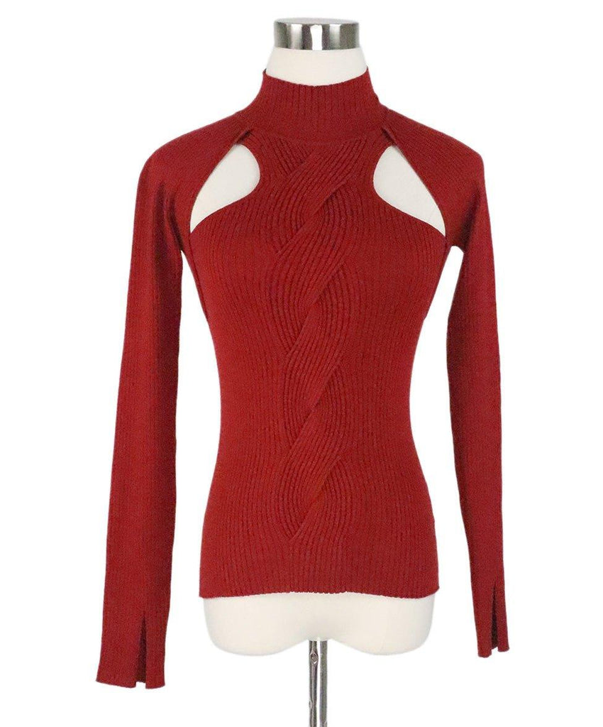 Jonathan Simkhai Red Wool Cutout Sweater sz 2 - Michael's Consignment NYC