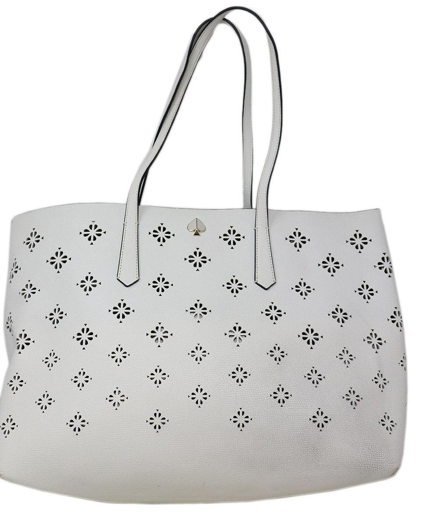 Kate Spade White Leather Cutwork Tote - Michael's Consignment NYC
