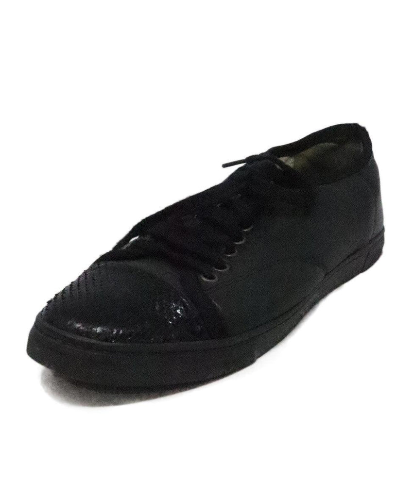 Lanvin Black Leather & Snakeskin Sneakers sz 8 - Michael's Consignment NYC
