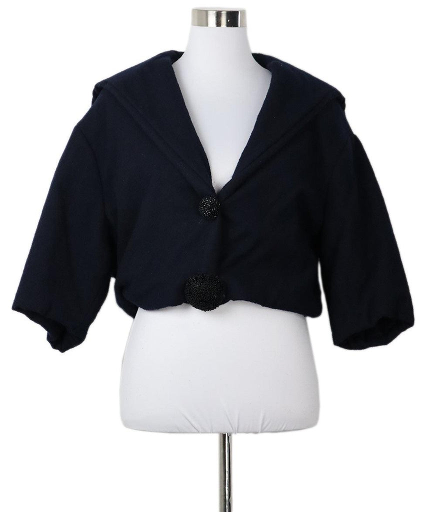 Lanvin Navy Wool Beaded Jacket sz 6 - Michael's Consignment NYC