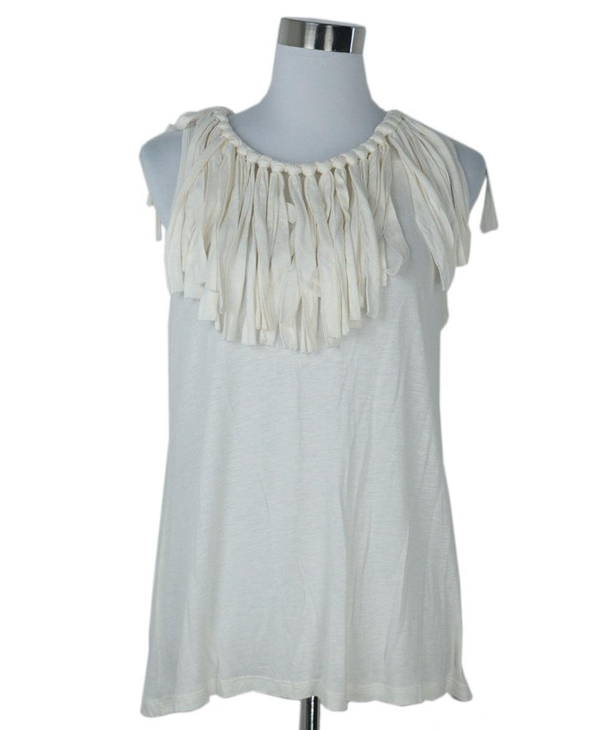 Lanvin White Fringe Tank Top sz 6 - Michael's Consignment NYC