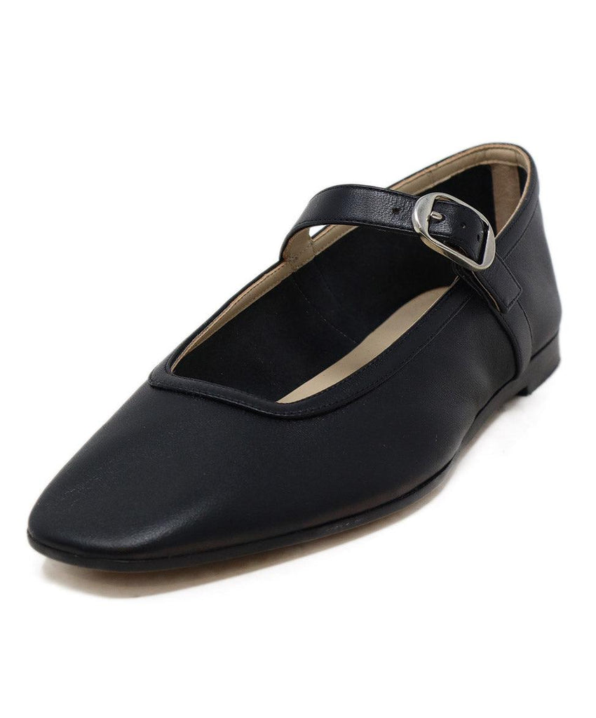 Le Monde Black Leather Flats sz 6.5 - Michael's Consignment NYC