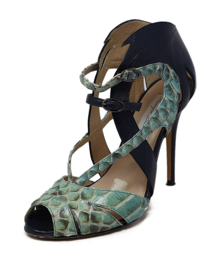 Lhuillier Navy & Teal Leather Heels sz 6.5 - Michael's Consignment NYC