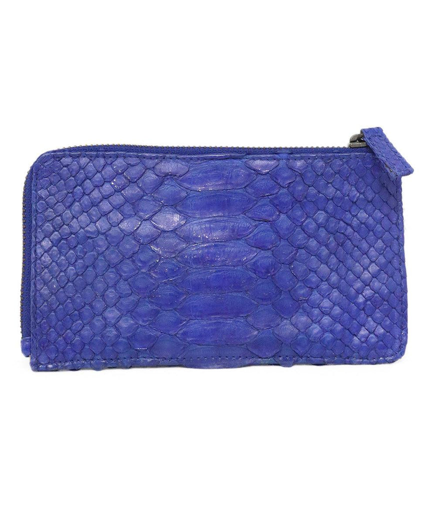 Ling Wu Blue Python Leather Wallet - Michael's Consignment NYC