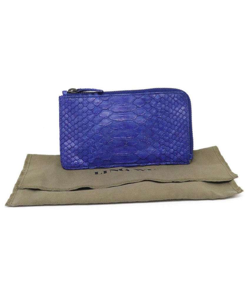 Ling Wu Blue Python Leather Wallet - Michael's Consignment NYC
