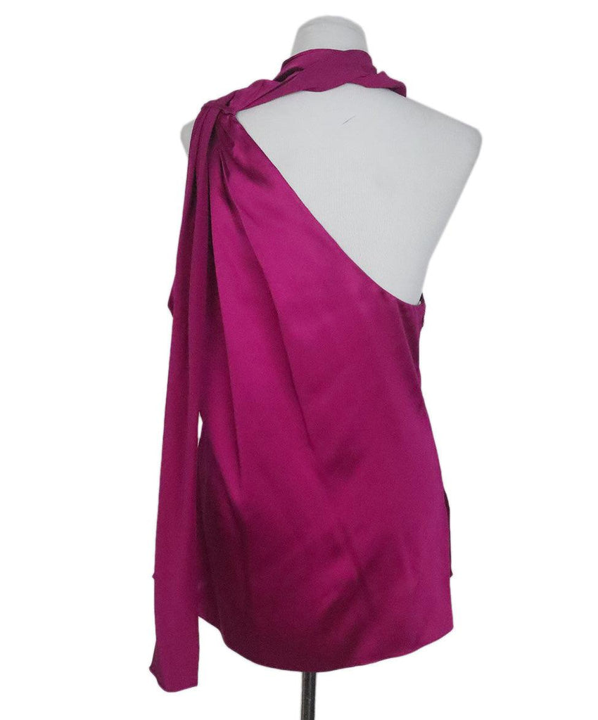 Lippes Fuchsia Silk One Shoulder Top sz 8 - Michael's Consignment NYC