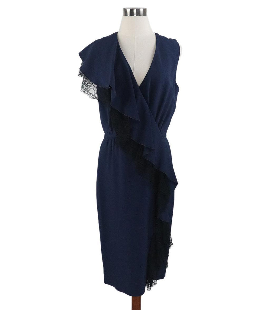 Lippes Navy Viscose Acetate Dress sz 12 - Michael's Consignment NYC