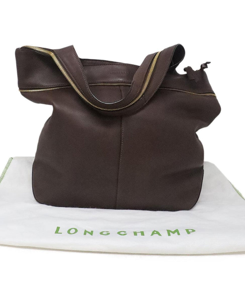 Longchamp Chocolate Brown Leather Tote - Michael's Consignment NYC