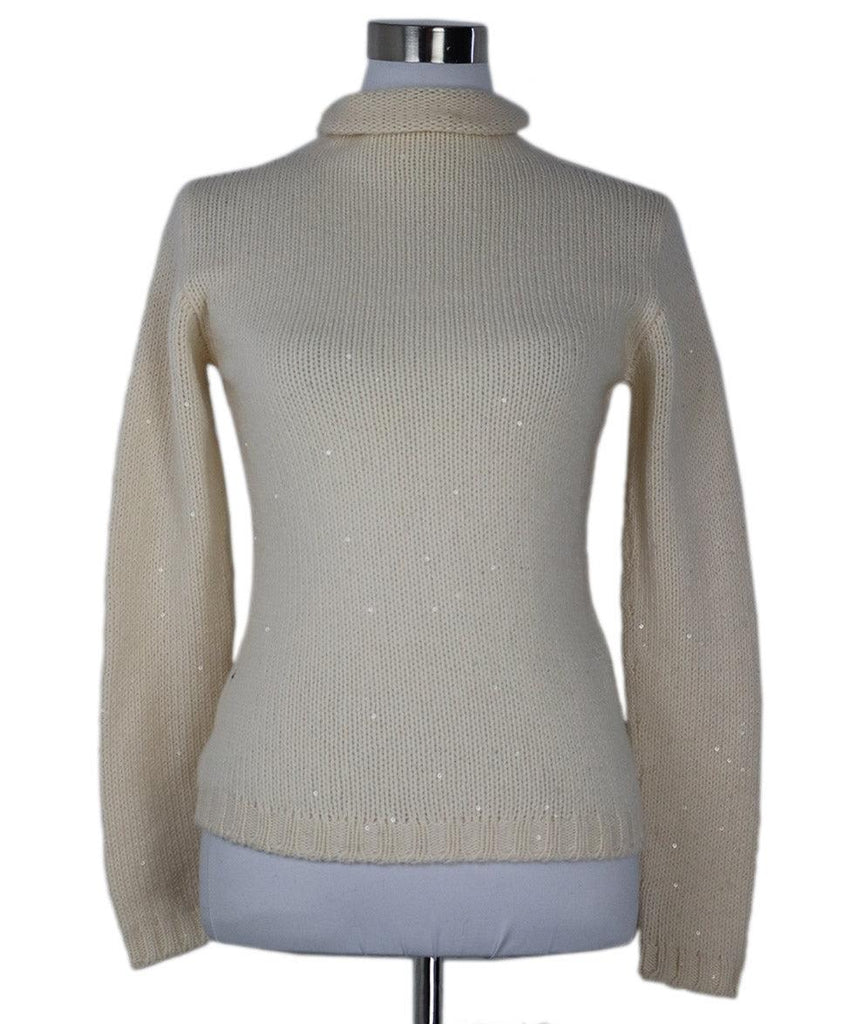 Loro Piana Cream Cashmere Sequin Sweater sz 4 - Michael's Consignment NYC