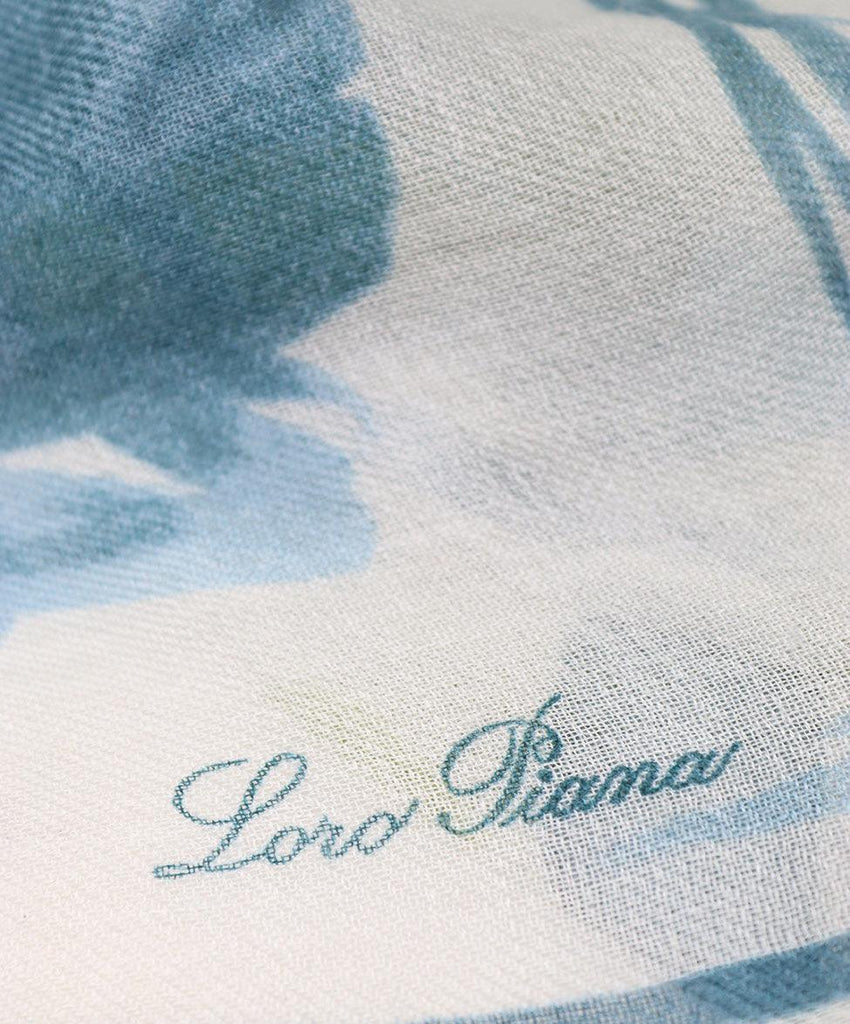 Loro Piana Green Teal Grey Floral Cashmere Shawl - Michael's Consignment NYC