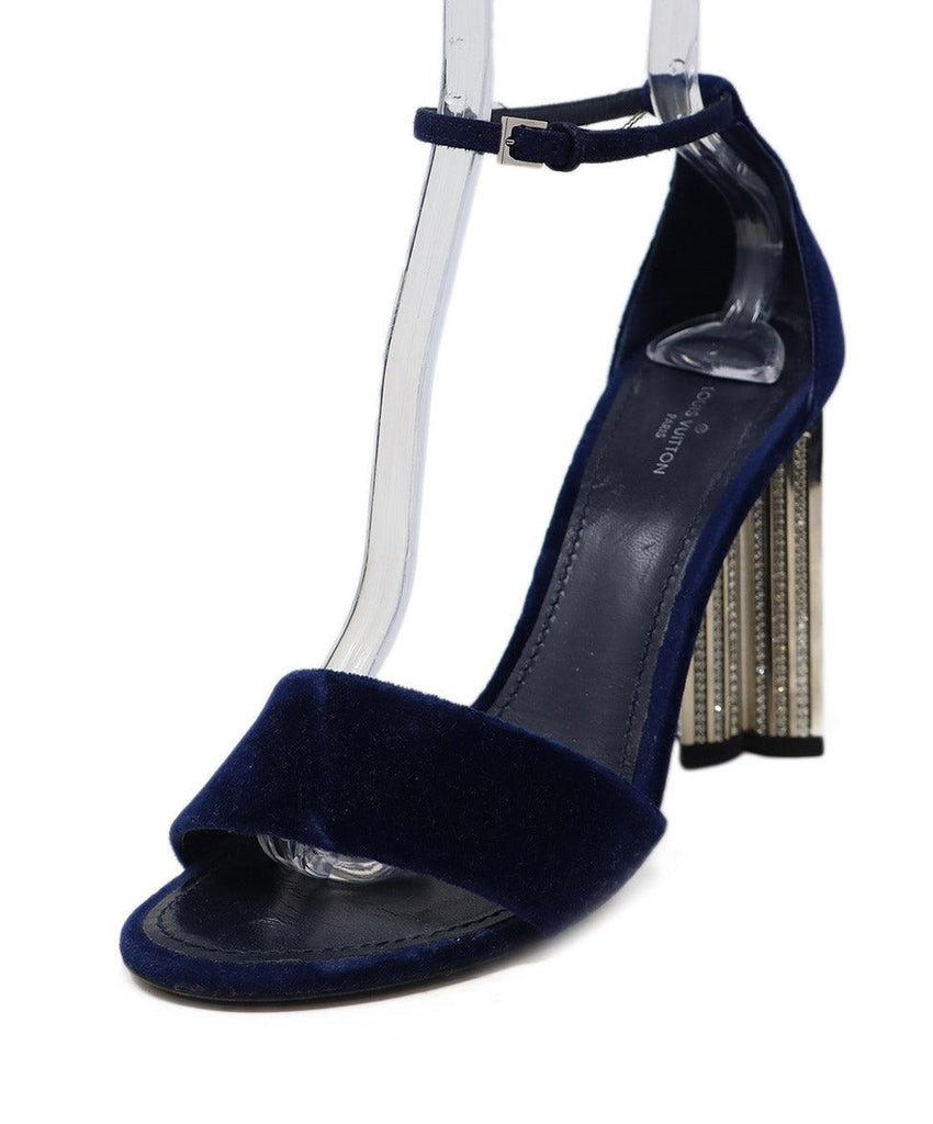 Louis Vuitton Navy Velvet Rhinestone Heels sz 9 - Michael's Consignment NYC