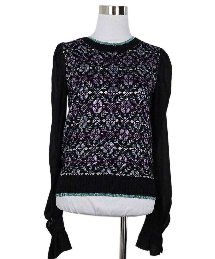 Maje Metallic Purple Green & Black Sweater sz 4 - Michael's Consignment NYC