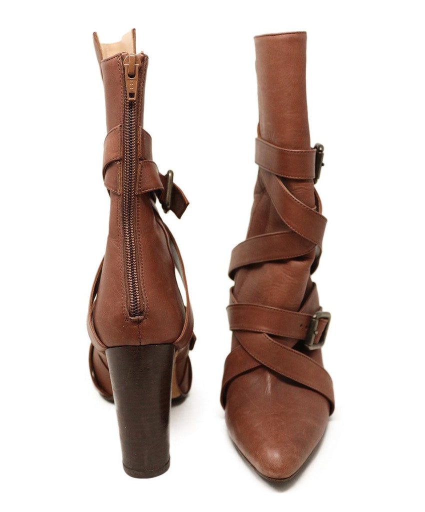 Manolo Blahnik Brown Leather Strappy Booties sz 7.5 - Michael's Consignment NYC
