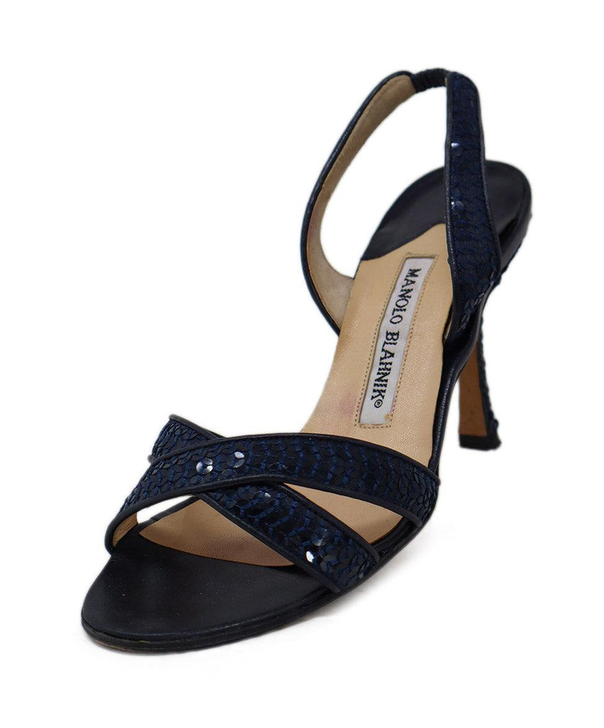 Manolo Blahnik Navy Sequins Heels sz 6 - Michael's Consignment NYC